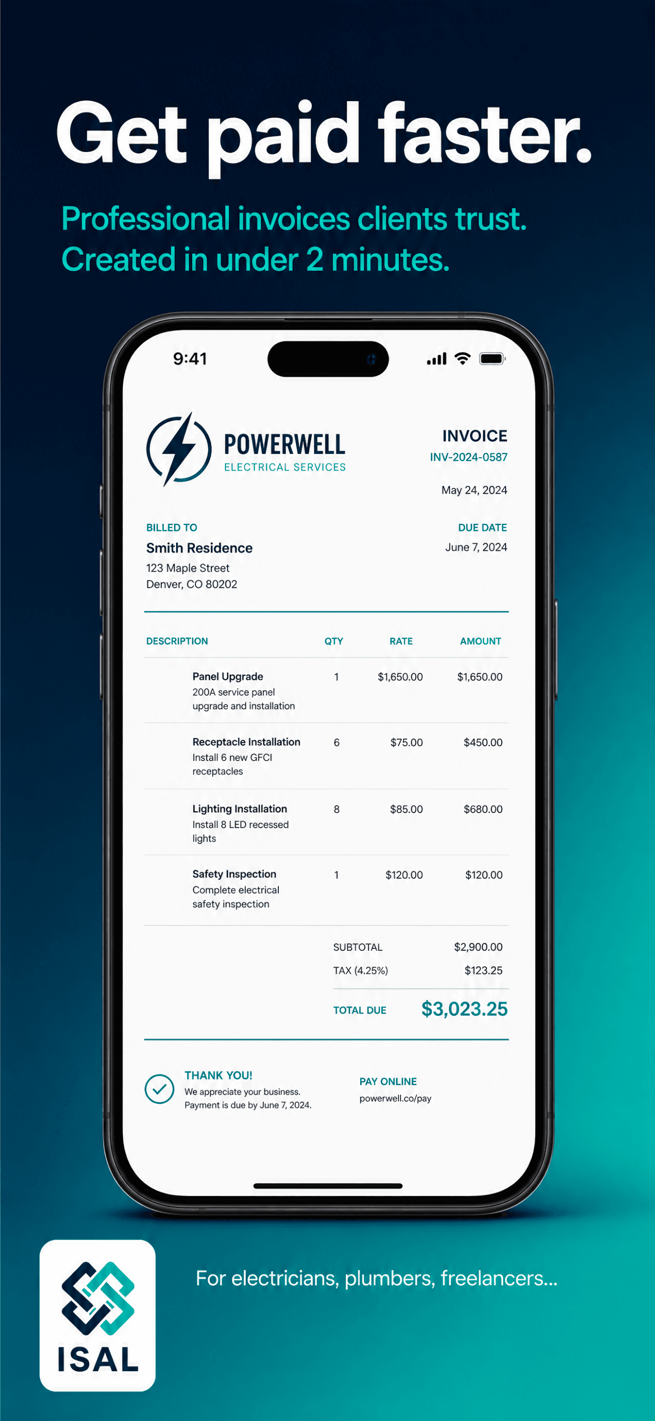 Isal invoice app screen preview